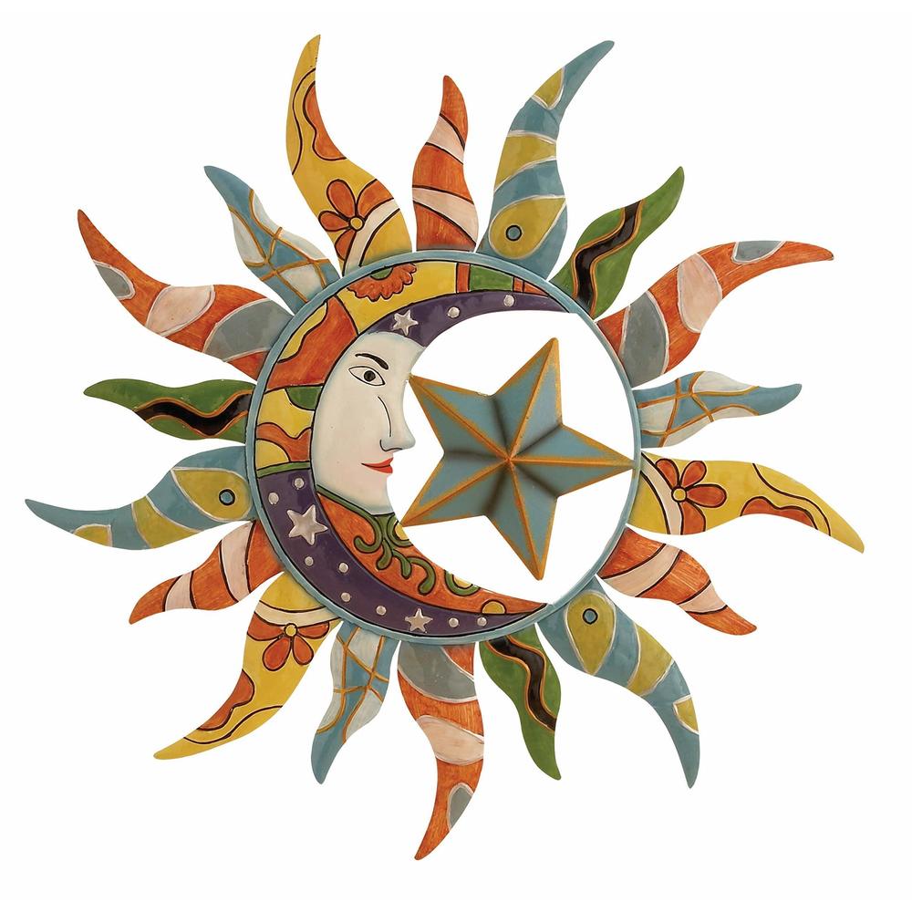 Metal Sun And Moon Home Wall Decor Indoor Outdoor Wall Sculpture With Abstract🤎